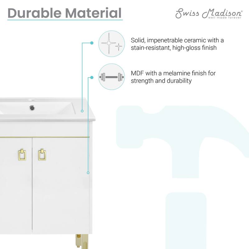 Swiss Madison SM-BV710 Lumiere 24" Free Standing Single Basin Vanity