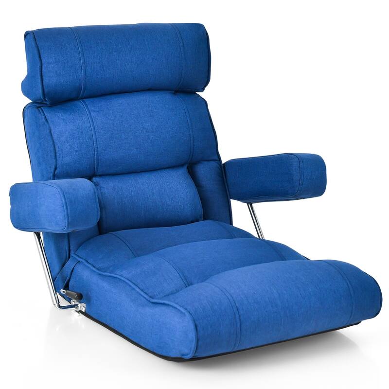 Costway Adjustable Lazy Sofa with Stepless Adjustable Back & - See Details - Blue