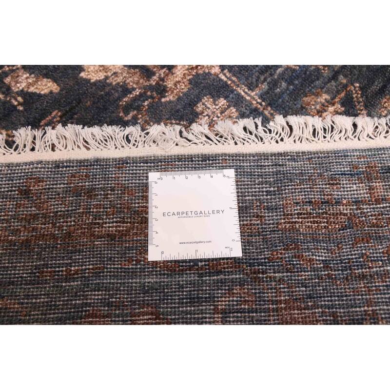 ECARPETGALLERY Hand-knotted Heritage Dark Navy Silk, Wool Rug - 8'1 x 9'11