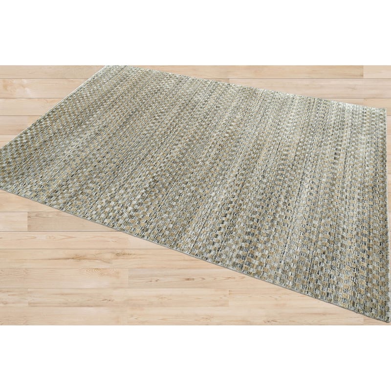 Hand Knotted Textured Gray Tibetan Wool Modern Oriental Area Rug - 5' 8'' x 8' 1''