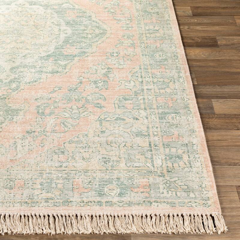 Livabliss Barack Distressed Medallion Handmade Cotton Area Rug