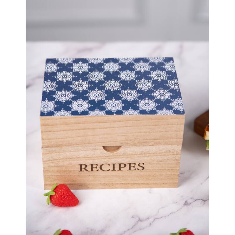 Willow & Riley Antique Recipe Box - Dividers not Included - Natural Wood Tone