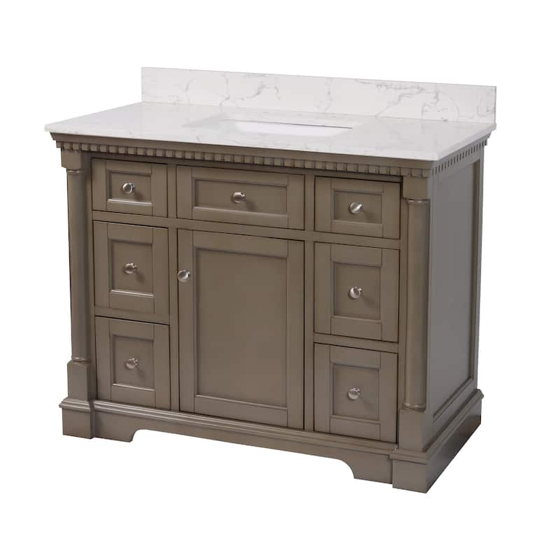 KitchenBathCollection Sydney 42" Bathroom Vanity with Engineered Marble Top