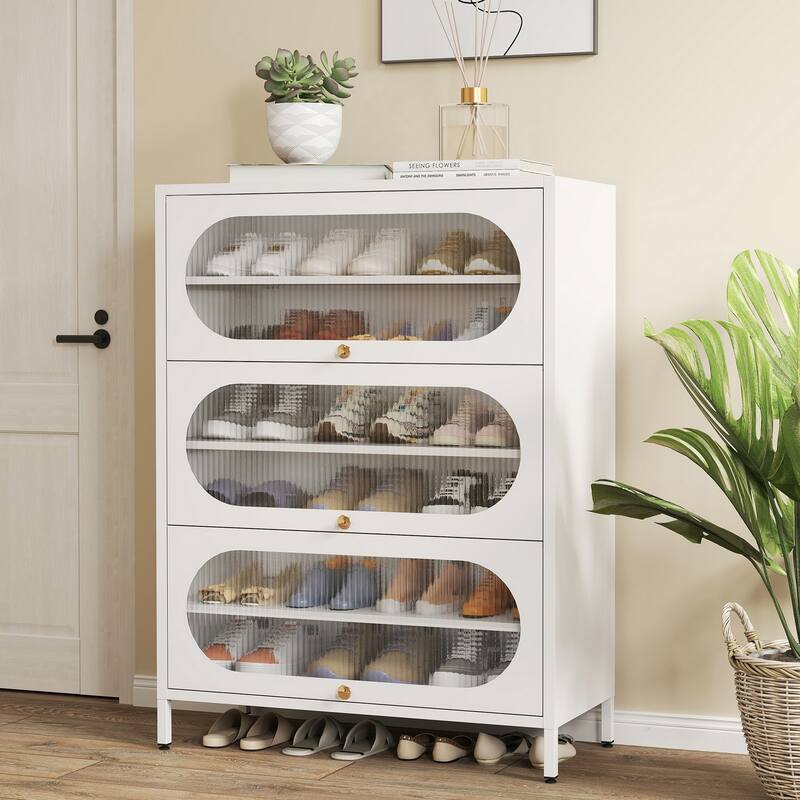 Entryway Shoe Storage Cabinet with 3/4 Flip Doors, Shoe Rack Organizer for Hallway