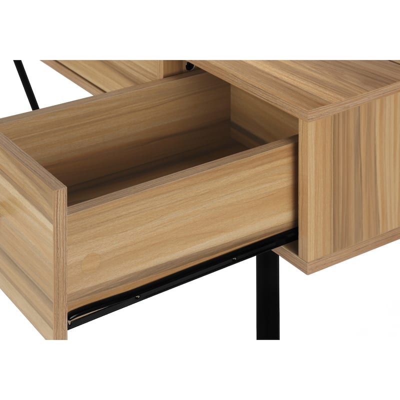Modern 48" Computer Desk with 2 Side Storage Drawers and Metal Legs