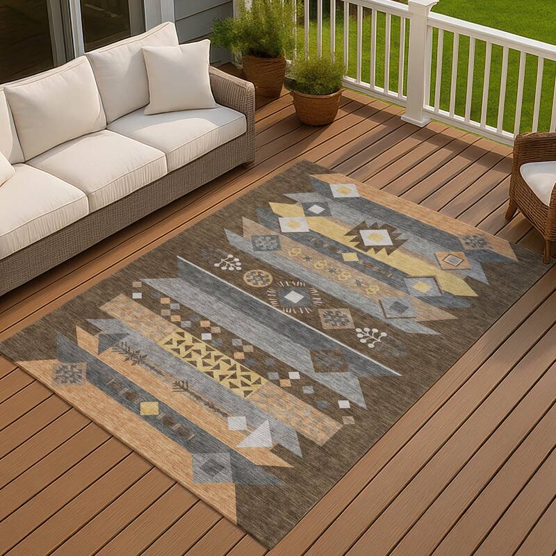 Machine Washable Indoor/ Outdoor Global Tuca Chantille Rug