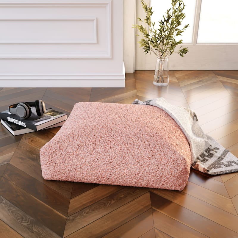 Jaxx Brio Large Decor Floor Pillow / Yoga Cushion, Faux Lamb - Pink