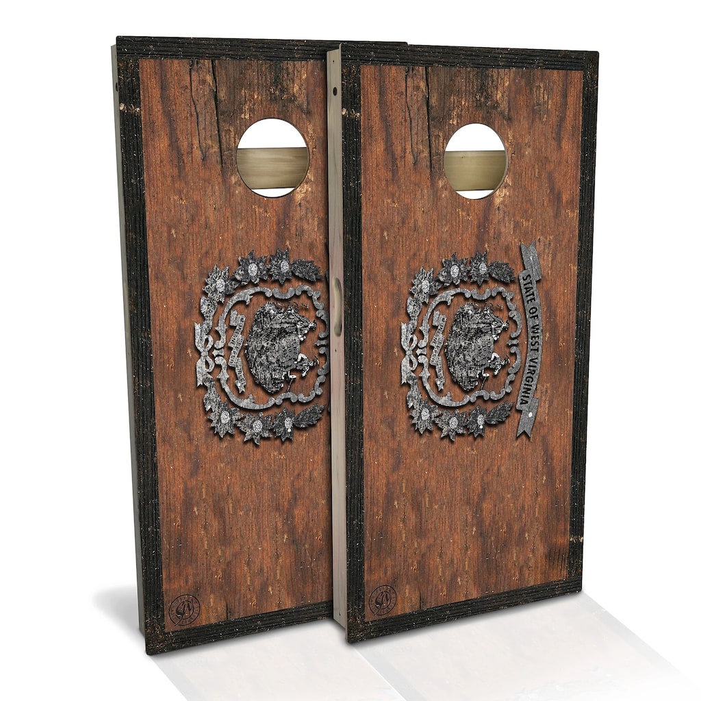 West Virginia Flag Rustic Outdoor Cornhole Board Set