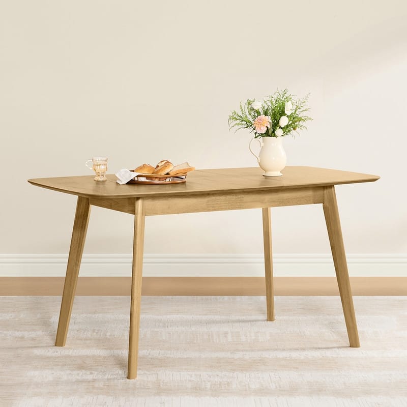 Spruce & Spring 47 to 59 Inch Mid Century Extendable Dining Table for 4-6 People - 59"-75" - Oak