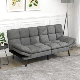 Memory Foam Futon Couch Bed Convertible Sofa with Adjustable Splitback ...