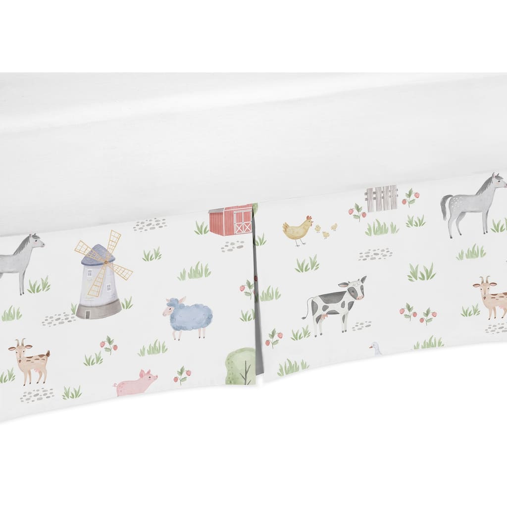 Farm Animals Collection Boy or Girl Crib Bed Skirt - Watercolor Farmhouse Horse Cow Sheep Pig