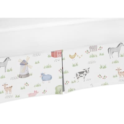 Farm Animals Collection Boy or Girl Crib Bed Skirt - Watercolor Farmhouse Horse Cow Sheep Pig