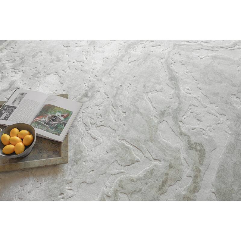 Saccara Beige Wool/Bamboo Silk handloomed Area Rug