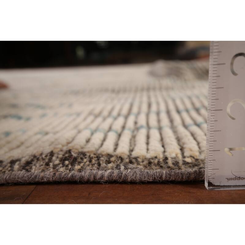 Earth Tone Striped Moroccan Large Area Rug Handmade Wool Carpet - 12'3" x 18'5"