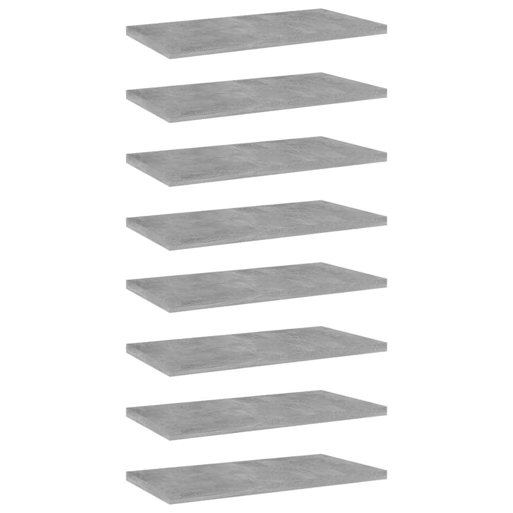 vidaXL Bookshelf Boards 8 pcs Concrete Gray 15.7"x7.9"x0.6" Chipboard