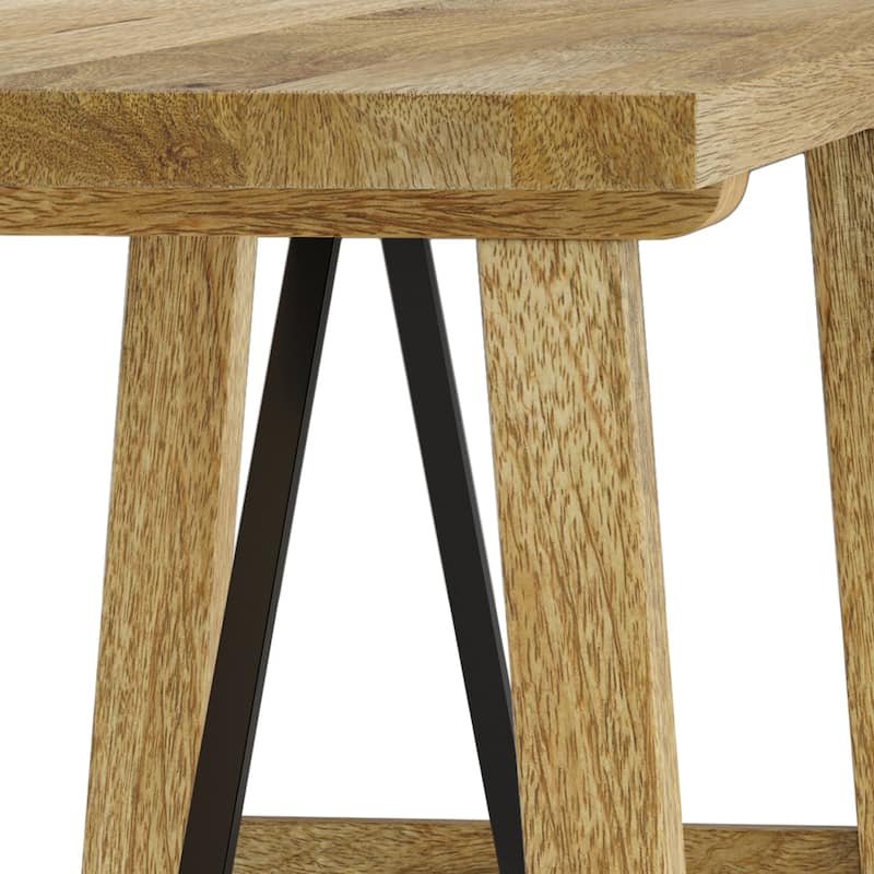 WYNDENHALL Jake SOLID MANGO WOOD 47 inch Wide Industrial Contemporary Bench in Natural - 14" d x 47" w x 17" h