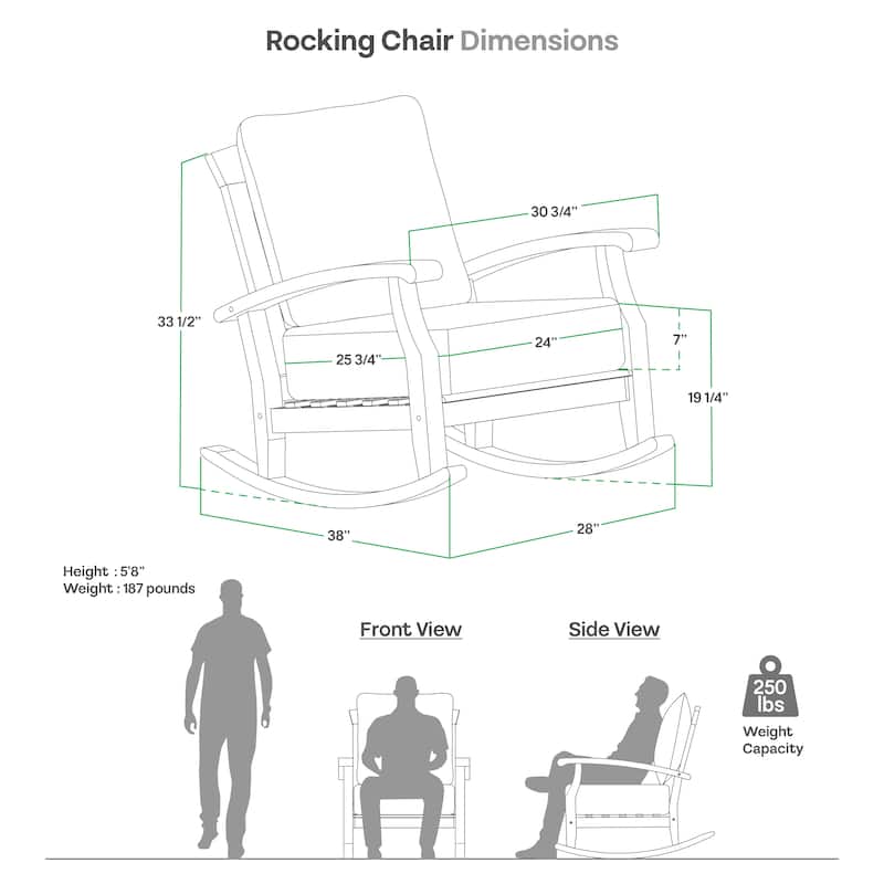 Cambridge Casual Leon Teak Outdoor Rocking Chair with Cushion