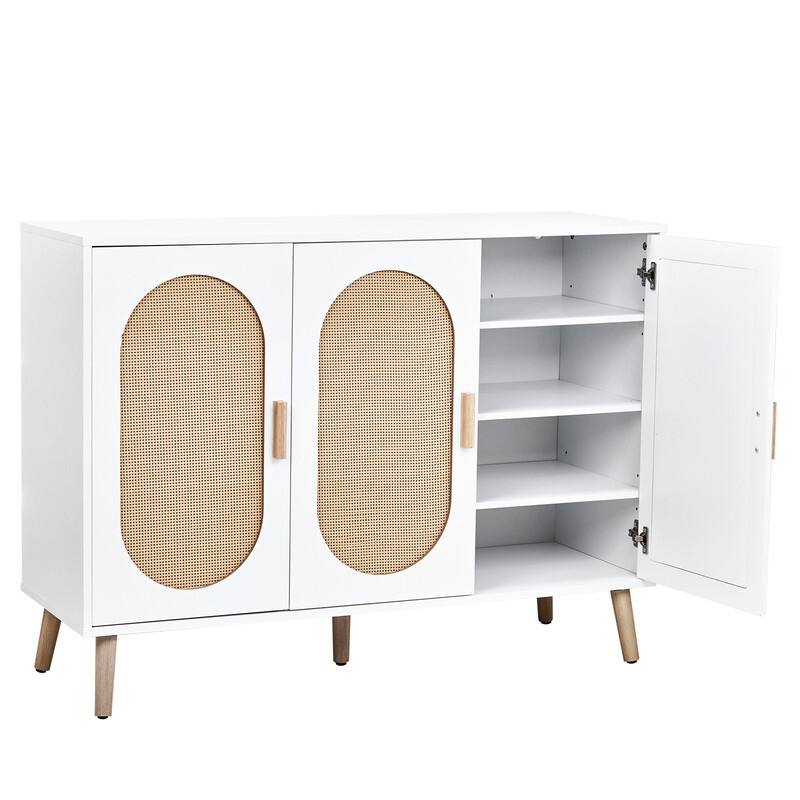 Shoe Cabinet with Double Doors Wooden Floor Bathroom Storage Cabinet