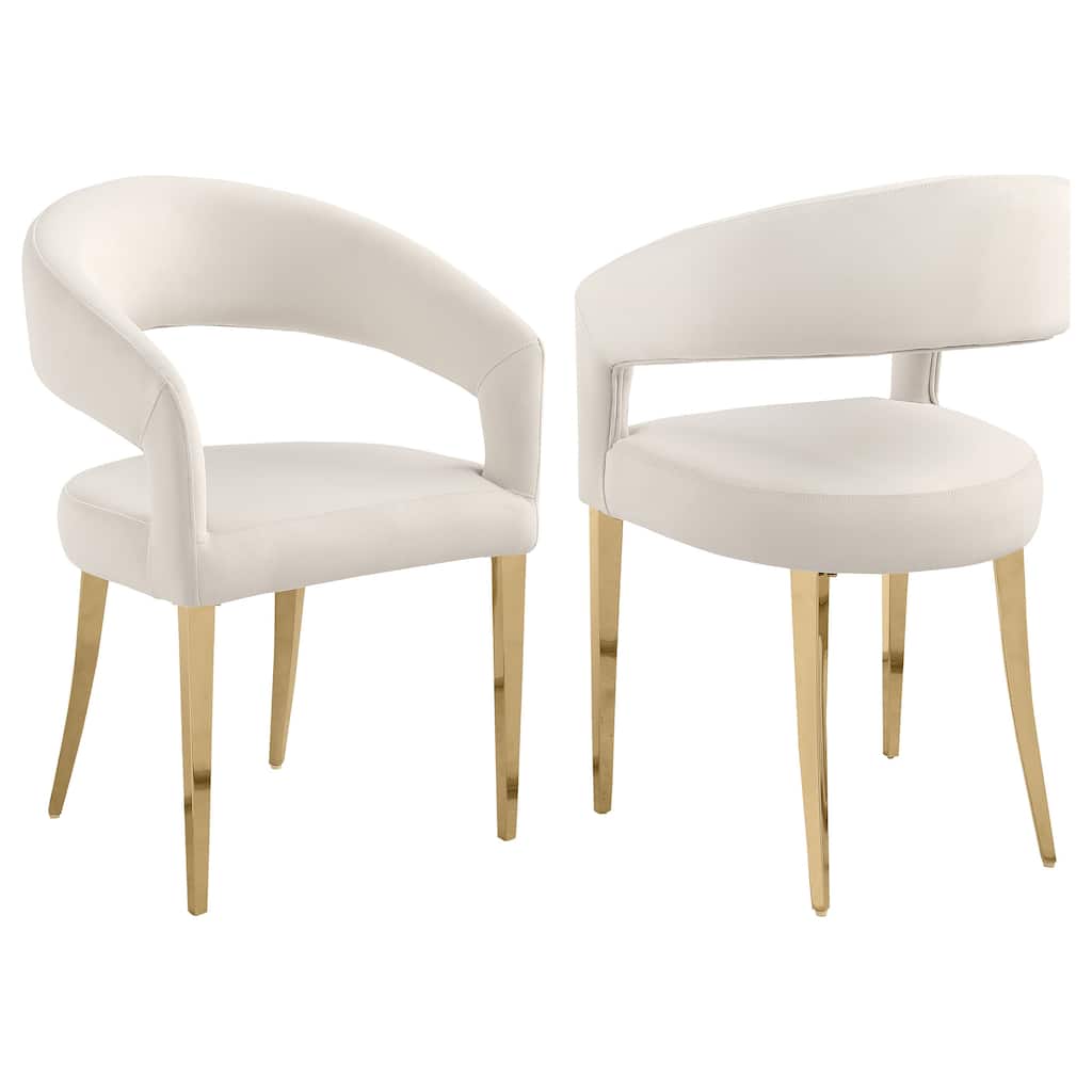 Galiano Velvet Upholstered Dining Arm Cream (Set Of 2)