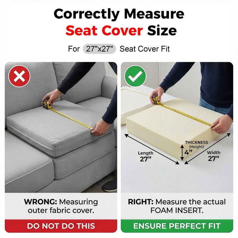 FINCATI Outdoor Cushion Cover Replacement Slipcover, Patio Seat Cover Available in Sizes 25.6" × 25.6"/ 27" × 27" (COVER ONLY!)