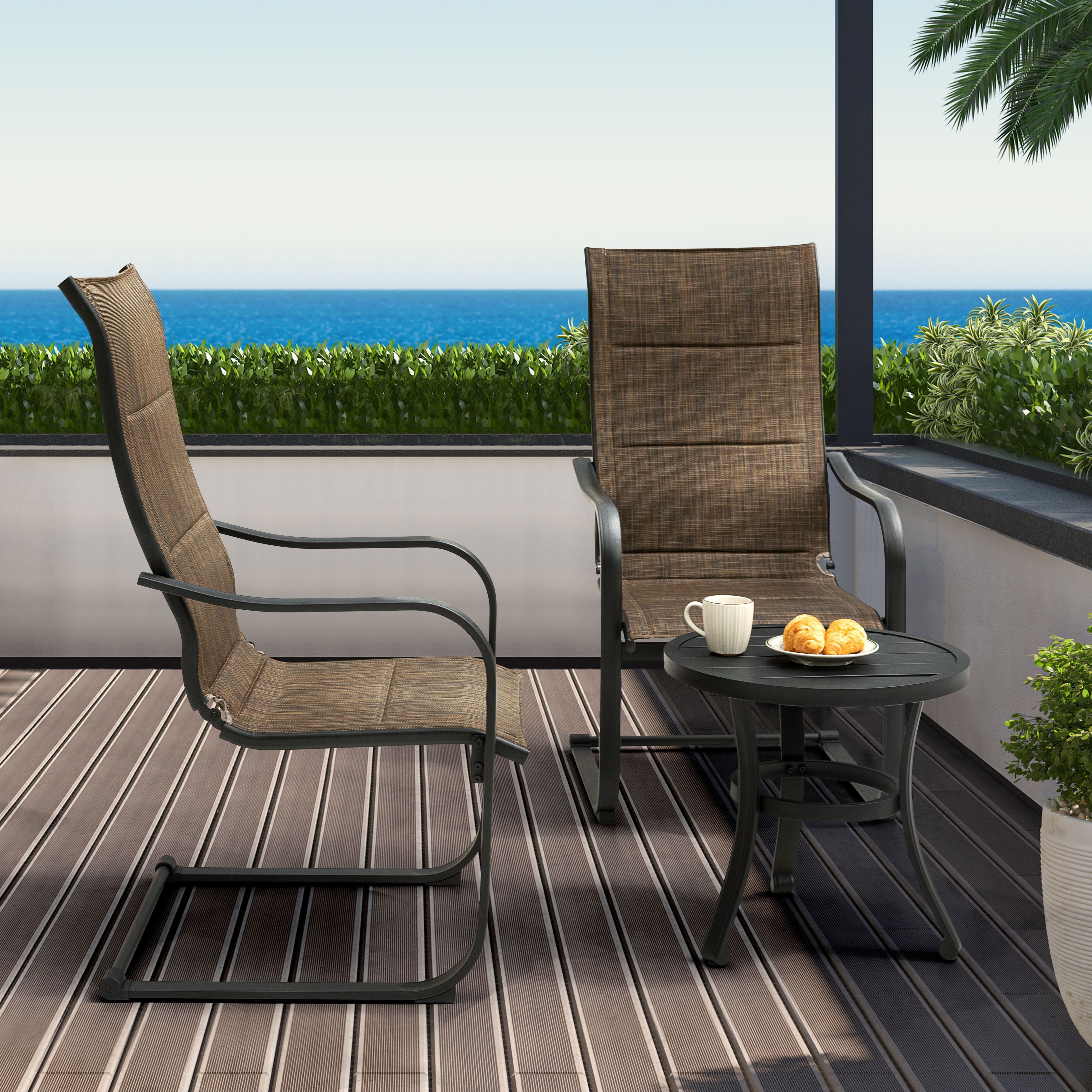 Nuu Garden Outdoor Textilene Dining Set with Umbrella Hole