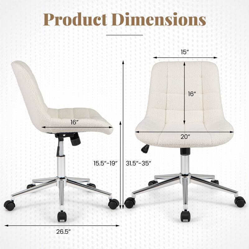 Costway Upholstered Armless Office Chair with Adjustable Height & - See Details
