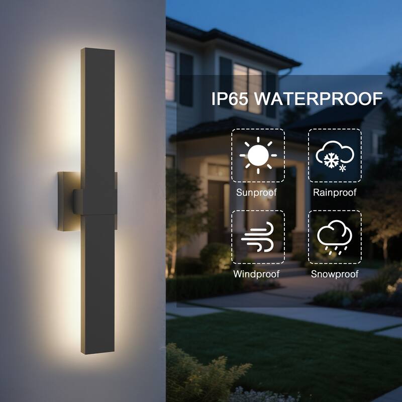 1-Light Black/White Aluminum LED Outdoor Wall Sconce (1 Pack / 2 Pack)