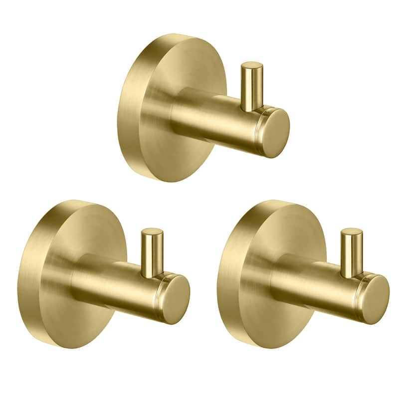 Circular Bathroom Towel & Robe Hook 3 Count - Brushed Gold