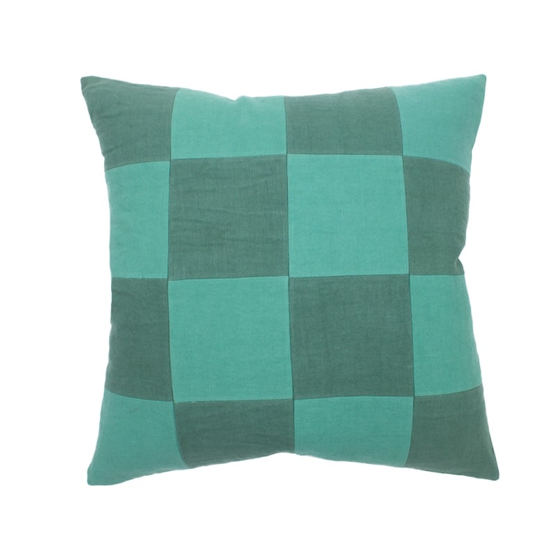 Jiti Indoor Modern Contemporary Bi-color Checkered Patchwork Pattern on Soft dyed Linen Square Throw Pillows Cushions