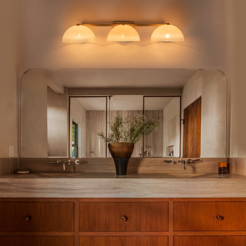 Modern Bowl-Shape Vanity Lights with Gradient White Glass Shades