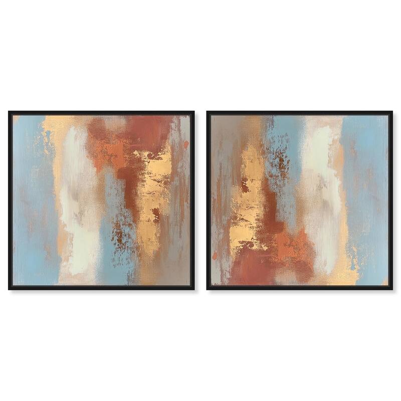 Azure and Gold Canvas by Art Remedy - 30" x 30" - Silver