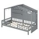 preview thumbnail 10 of 30, Twin Size House Bed with Shelves, Window, and Light Strip - Grey