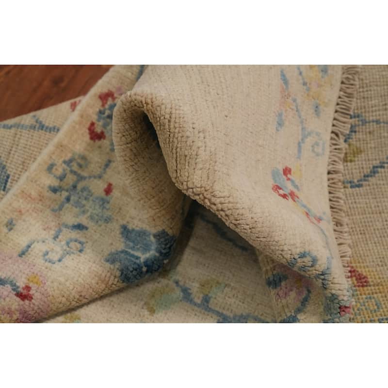 Hand Knotted Oriental 100% Wool Carpet Traditional Floral Beige & Ivories Ziegler Area Rug - 6' 0'' X 2' 9''