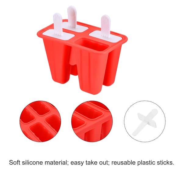Silicone Ice Pops Molds 4Pcs, with Sticks Funnel and Cleaning Brush