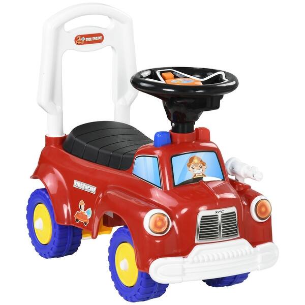 slide 2 of 8, Toddler Ride on Toy, Baby Ride on Fire Truck with Music, Horn, Under Seat Storage, Foot to Floor Car for Kids 18-36 Months, Red Red