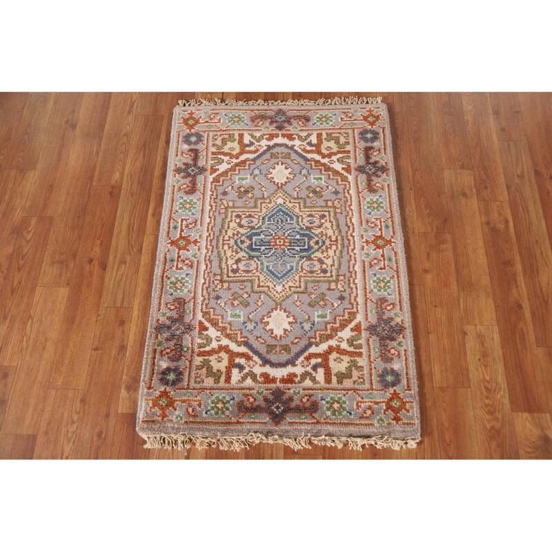 Geometric Gray Heriz Serapi Oriental Area Rug Handmade Wool Carpet - 2'0"x 3'0"