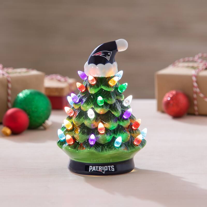 8" LED Ceramic Tabletop Christmas Tree, New England Patriots