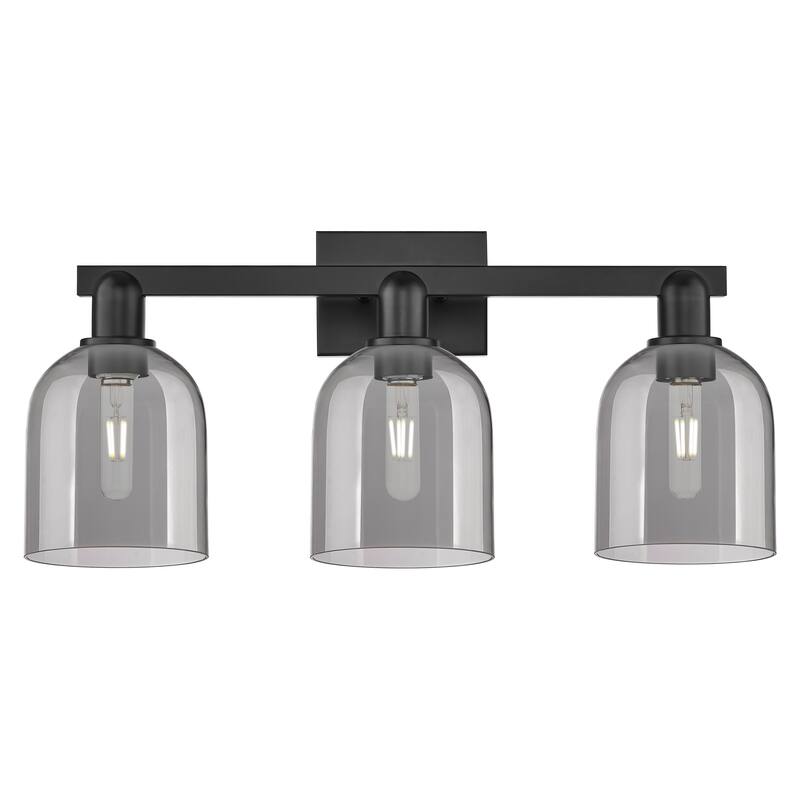 Innovations Lighting Endless Possibilities Arcadia - Bella - 3 Light 25" Bath Vanity Light - Matte Black/Light Smoke