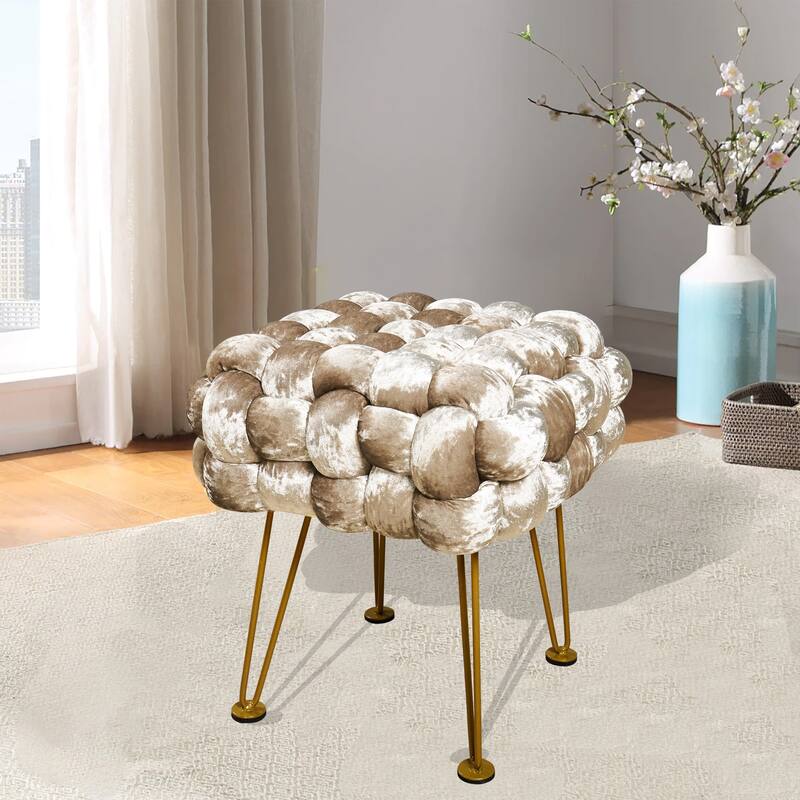 Home Soft Things Crushed Velvet Pouf Stool Ottoman
