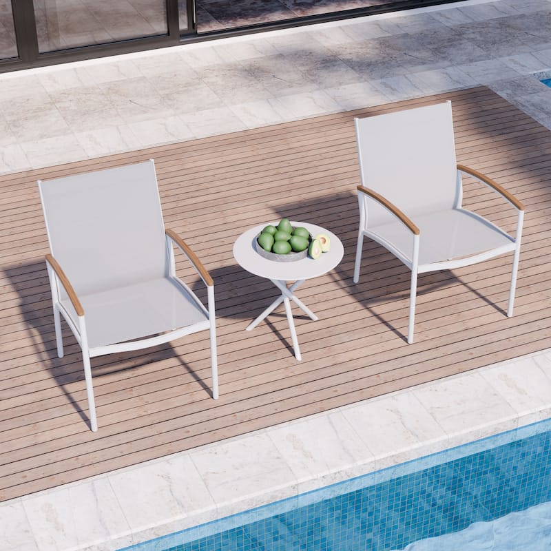 3-Piece Outdoor Bistro Set with Textilene Fabric – All-Weather Patio Conversation Set for Garden, Balcony & Poolside - N/A