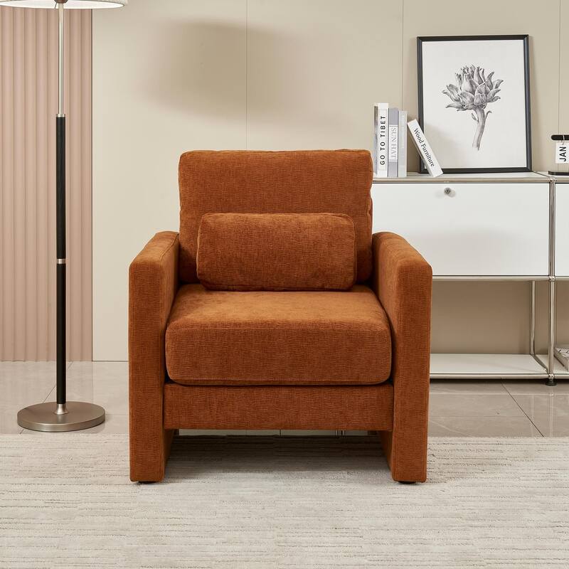 Modern Accent Chair, Chenille Upholstery Armchair - Modern Style, Solid Wood Frame - Ideal for Living Room, Bedroom, Office