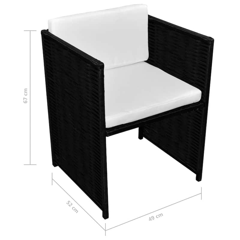 vidaXL Patio Bistro Set 3 Piece Garden Wicker Chair with Cushions Poly Rattan