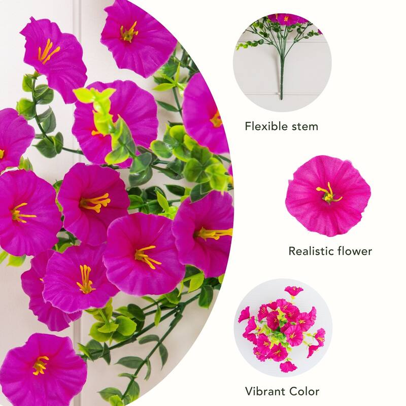 14-in UV Resistant Artificial Morning Glory Bush - Set of 12