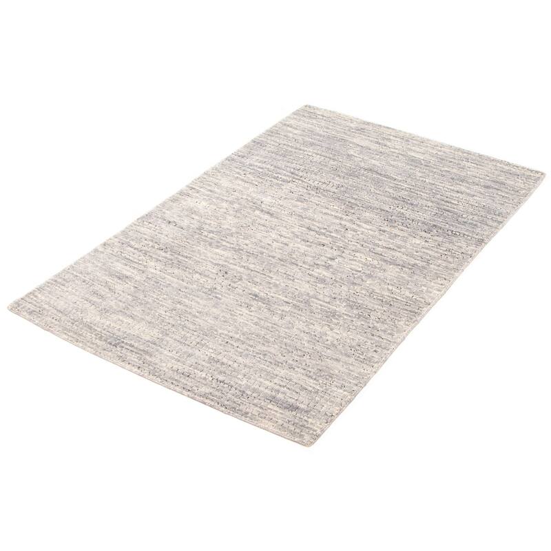 ECARPETGALLERY Hand-knotted Silk Shadow Grey Viscose, Wool Rug - 4'2 x 5'10
