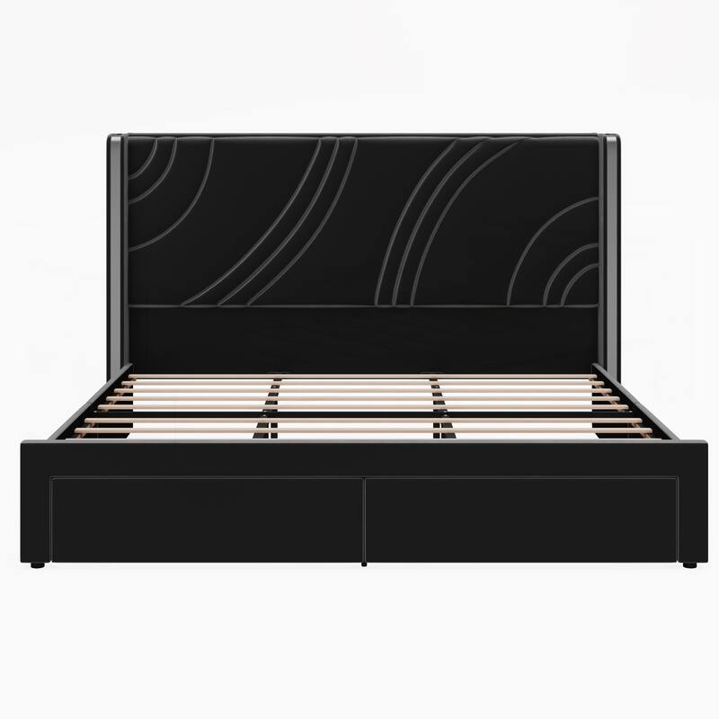 King Size Modern Upholstered LED Bed Frame