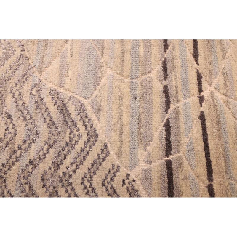 ECARPETGALLERY Hand-knotted Tangier Beige, Grey Viscose, Wool Rug - 5'4 x 7'5