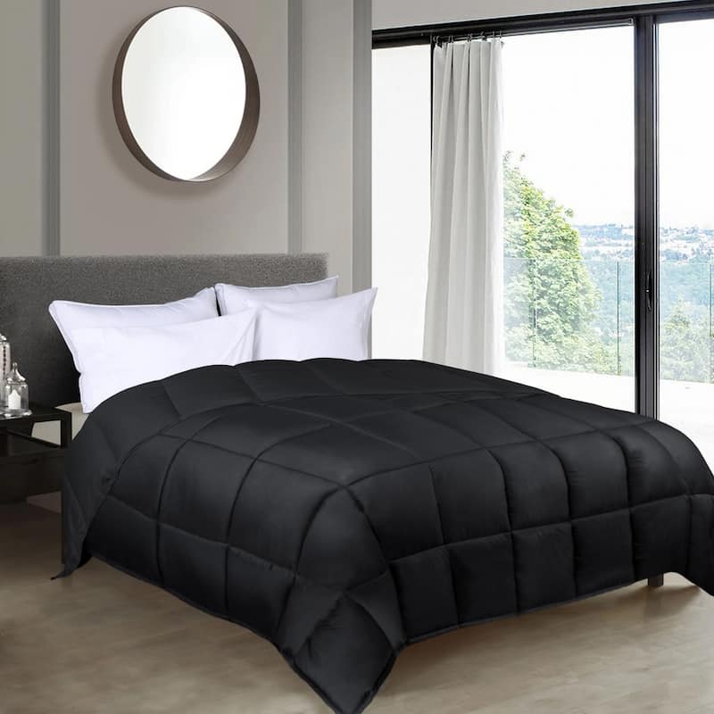 Superior Brushed Microfiber Down Alternative Reversible Comforter - Twin - Black