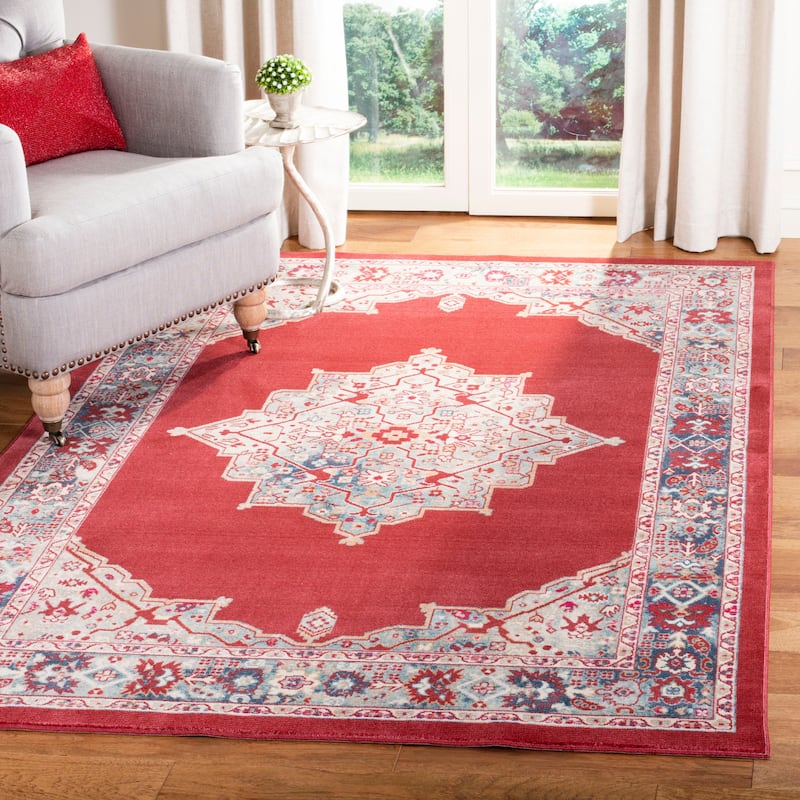 SAFAVIEH Merlot Azalee Boho Oriental Rug - 8' x 10' - Red/Aqua