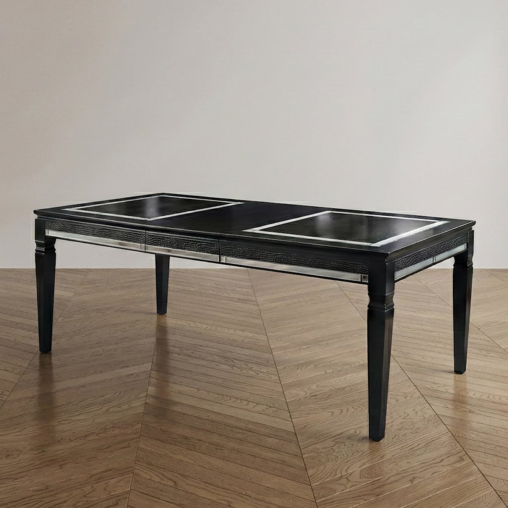 Silver Orchid Amann Contemporary Black 84-inch Glass Top Dining Table