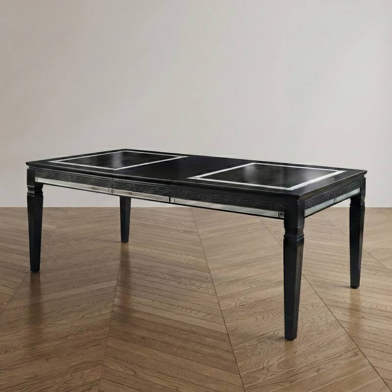 Silver Orchid Amann Contemporary Black 84-inch Glass Top Dining Table - Black